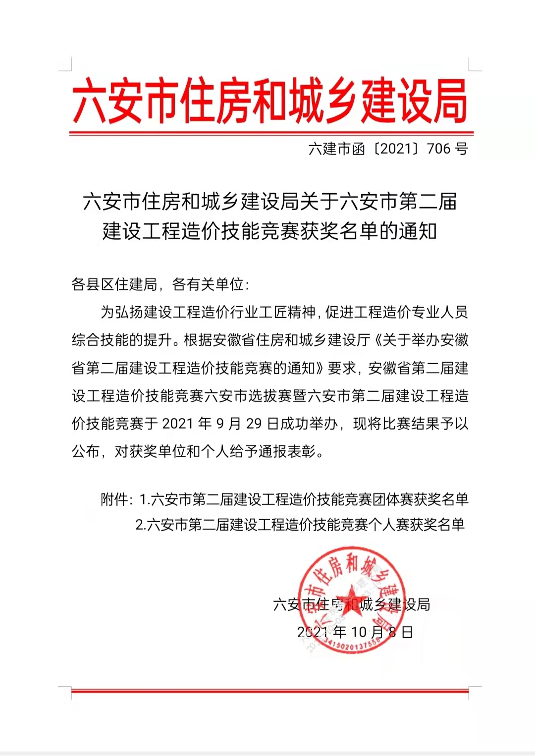 开云·体育在六安市第二届建设工程造价技能竞赛中获得团体赛优秀参与奖。